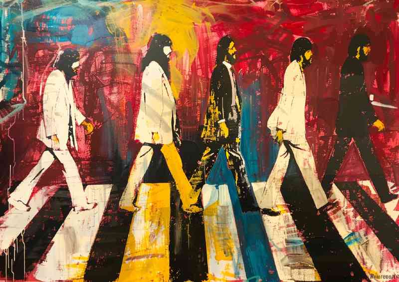 The Beatles walking on the crosswalk abstract | Metal Poster