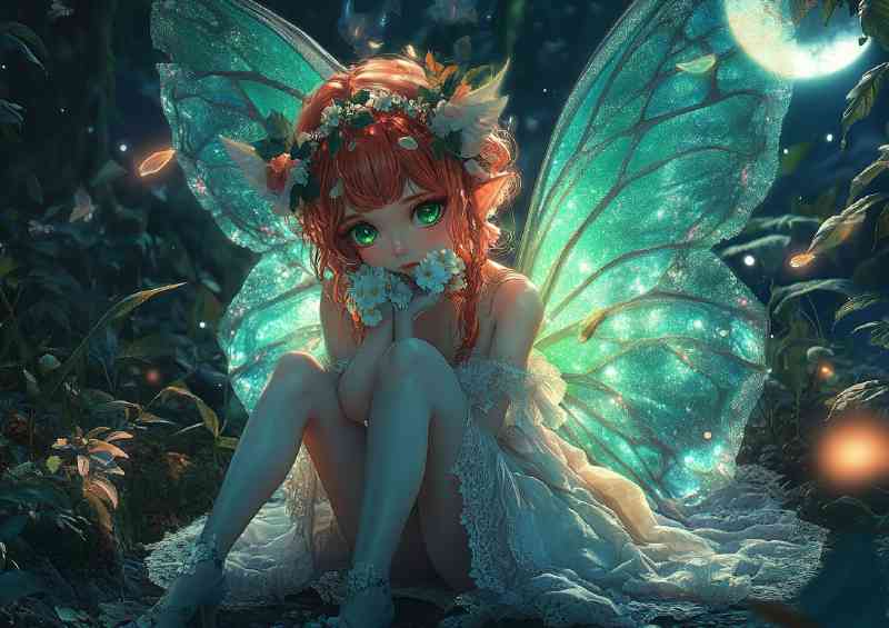 Beautiful fairy with big iridescent wings