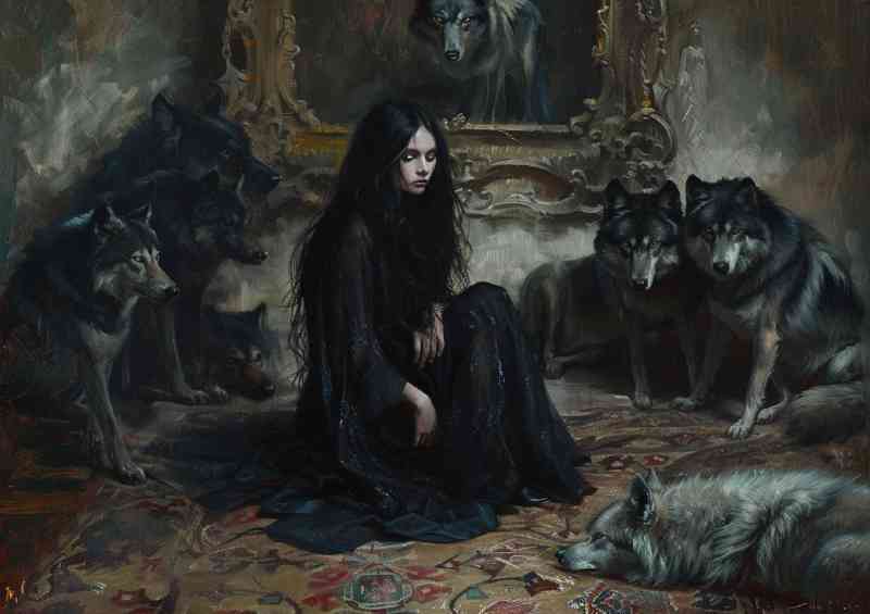 Dark hair and family of wolves