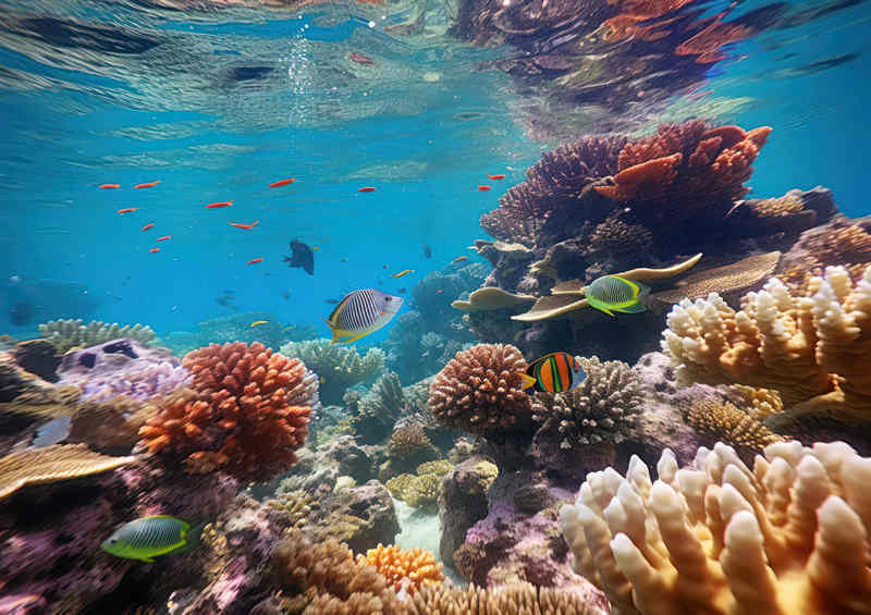 The Great coral reef with clear blue waters