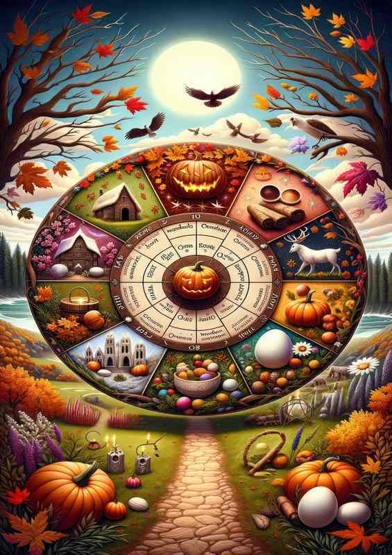 Wiccan Wheel of the Year showcasing the eight Sabbats