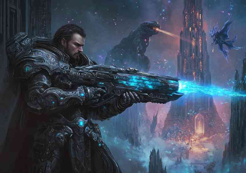 Futuristic knight fantasy gun
