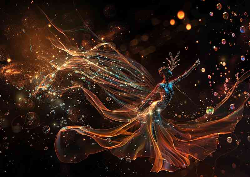 Glowing fairy and bubbles