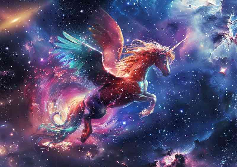 Iridescent water horse with wings