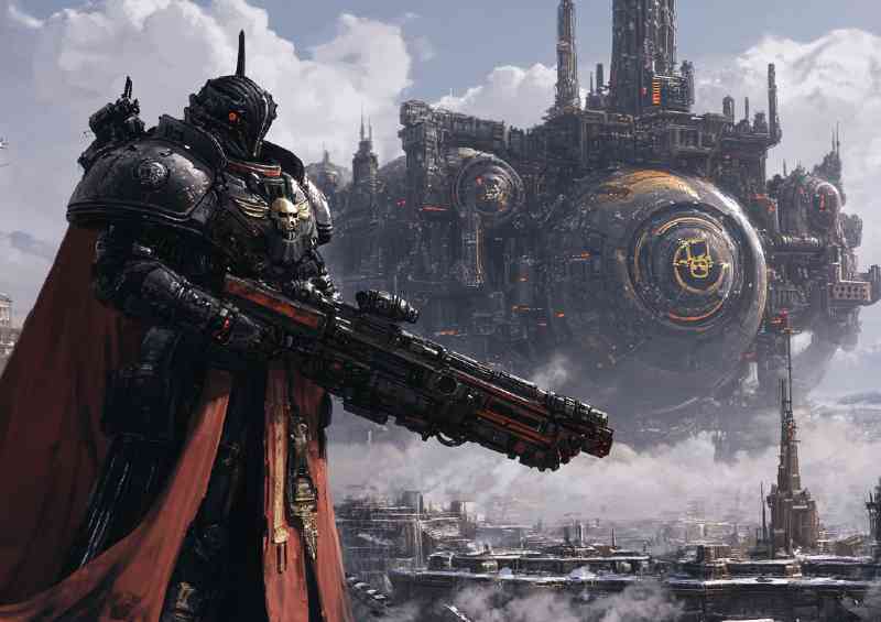 Knight with rifel standing guard