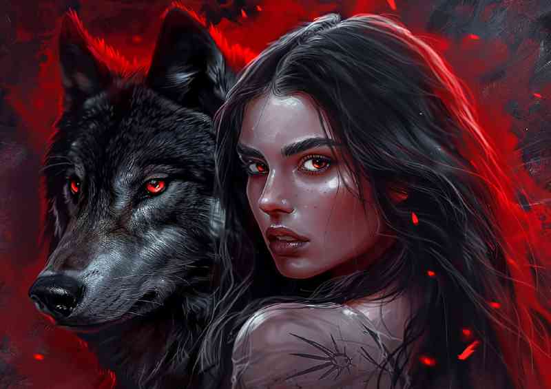 Lady and the black wolf red eyes