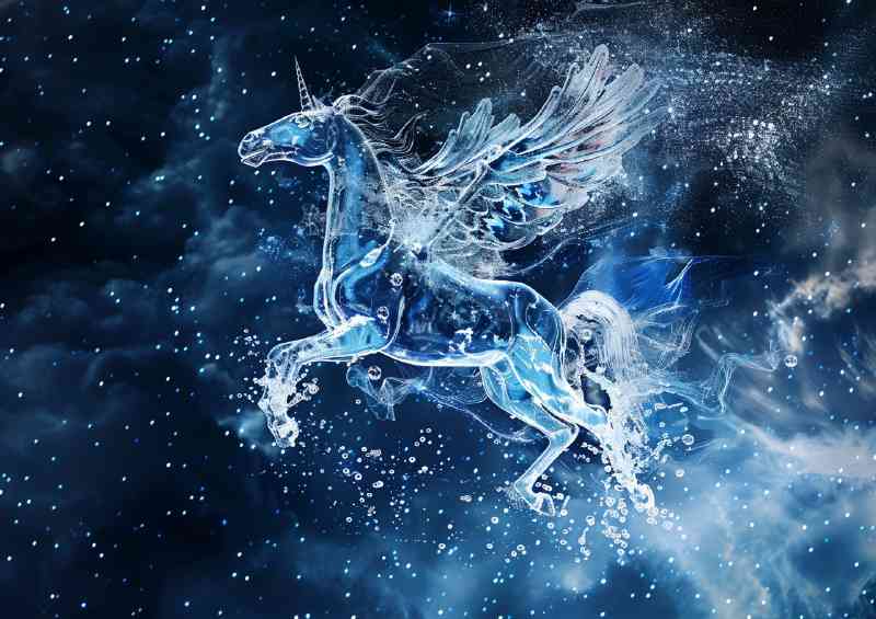 Pegasus in light blue water