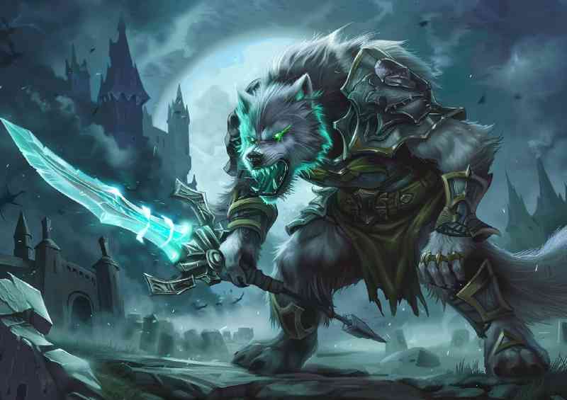 Snarling white wolf