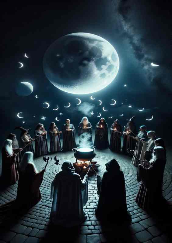 Wiccan ritual of Esbat a moonlit gathering