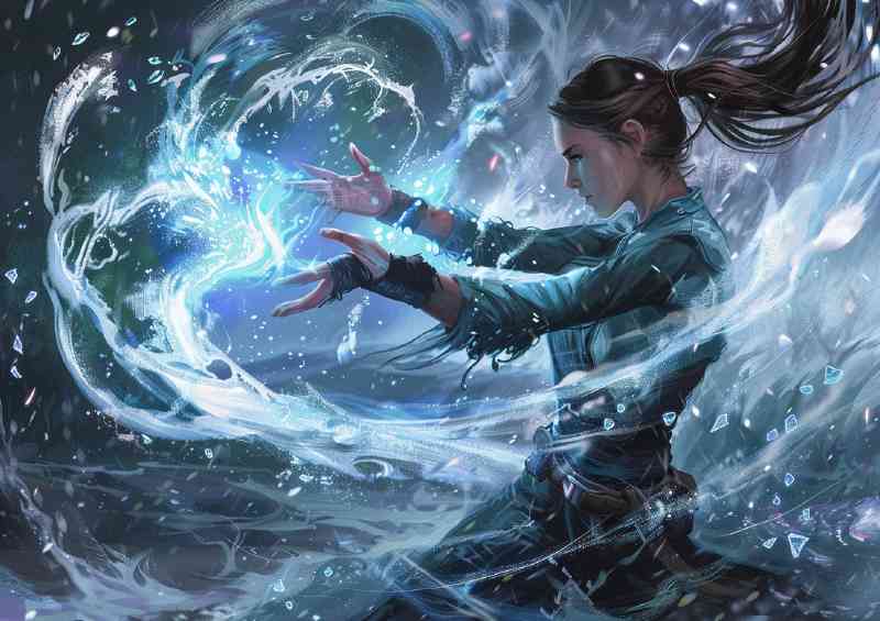 Woman air bender training