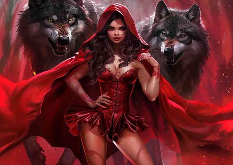 Woman in a red riding hood costume