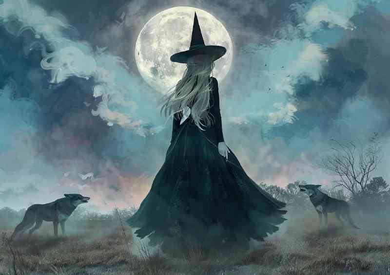 Young witch and the wolfs