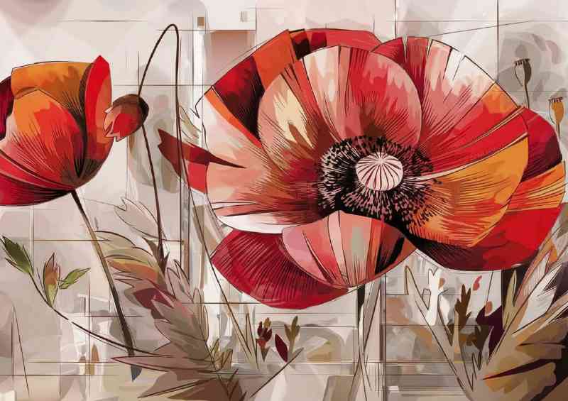 Artistic giant poppy red | Metal Poster