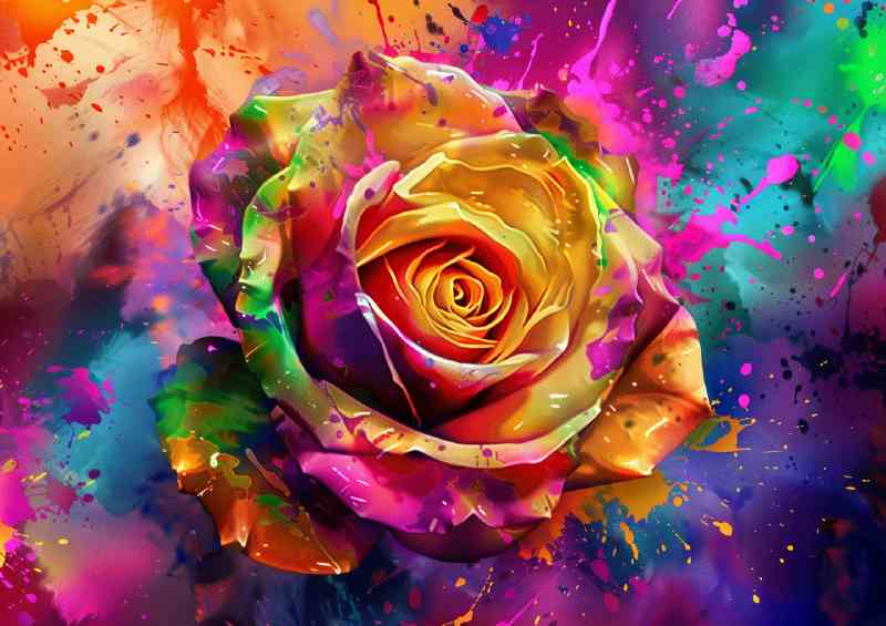 Painted style colourful rose splash