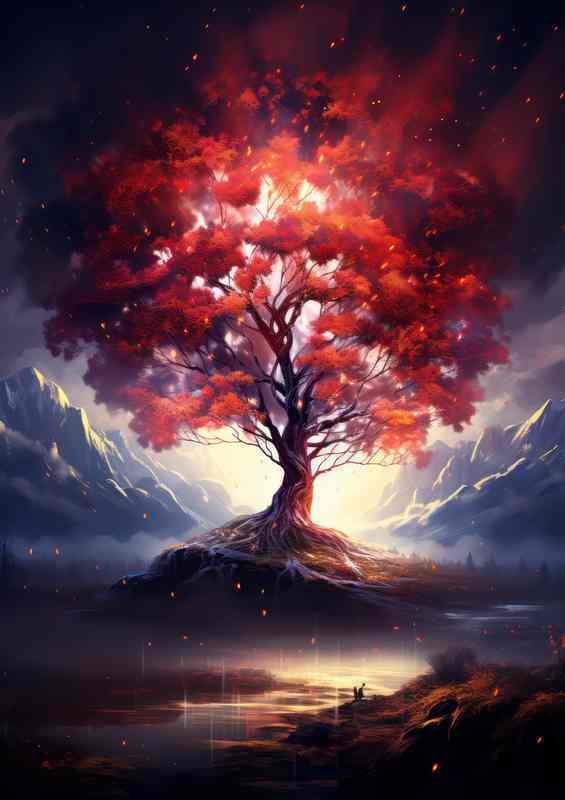 Nocturnal Serenity Tree Under Stars