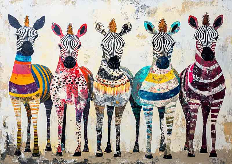 Abstract zebras with colour pallete