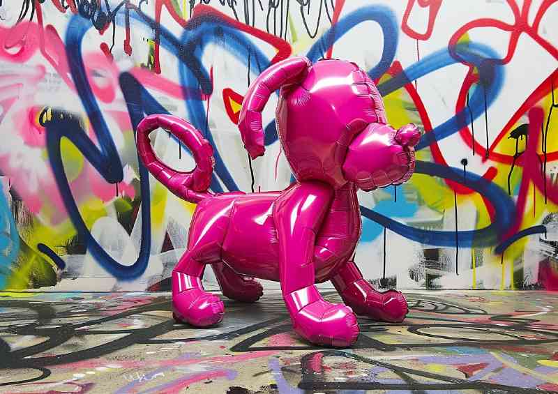 Ballon pink dog graffiti