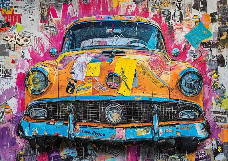 Car out of the painted wall