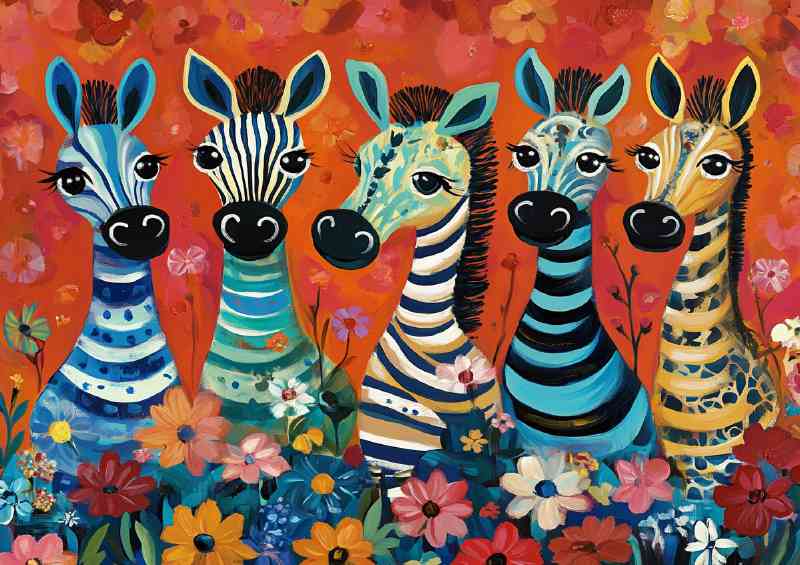 Colourful abstract zebras art