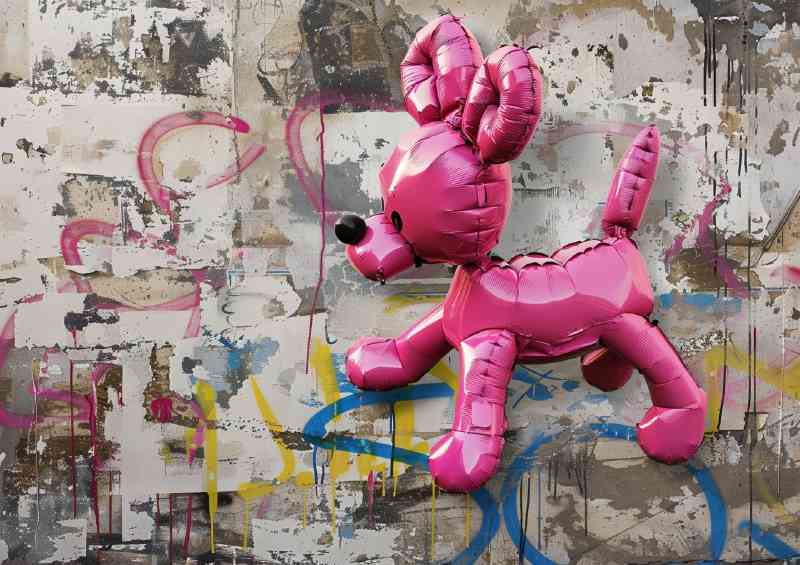 Flying pink ballon dog