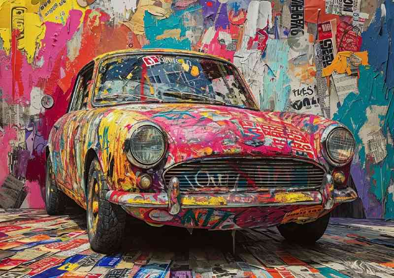 Graffiti car and the painted walls