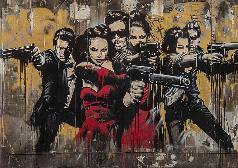 Movie street action scene
