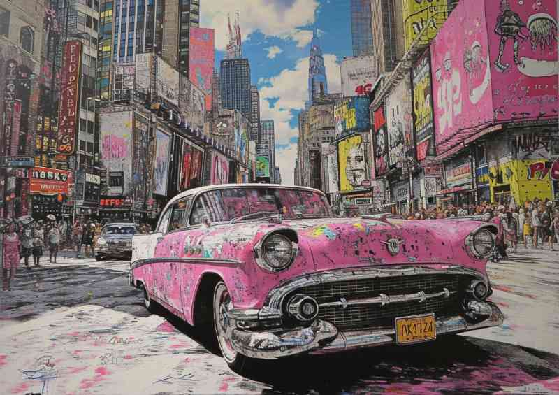 Street painted car in pink