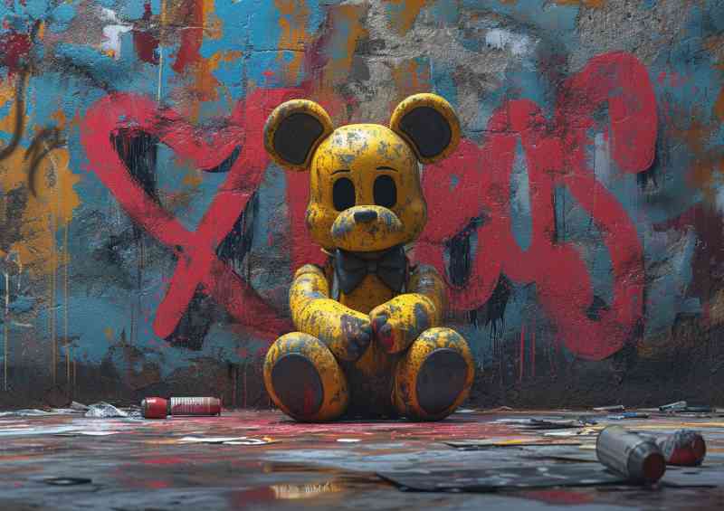 Teddy in the corner graffitti