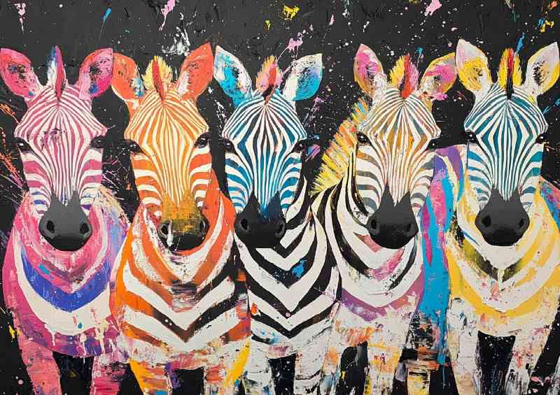 Zebras in a different whimsical colour