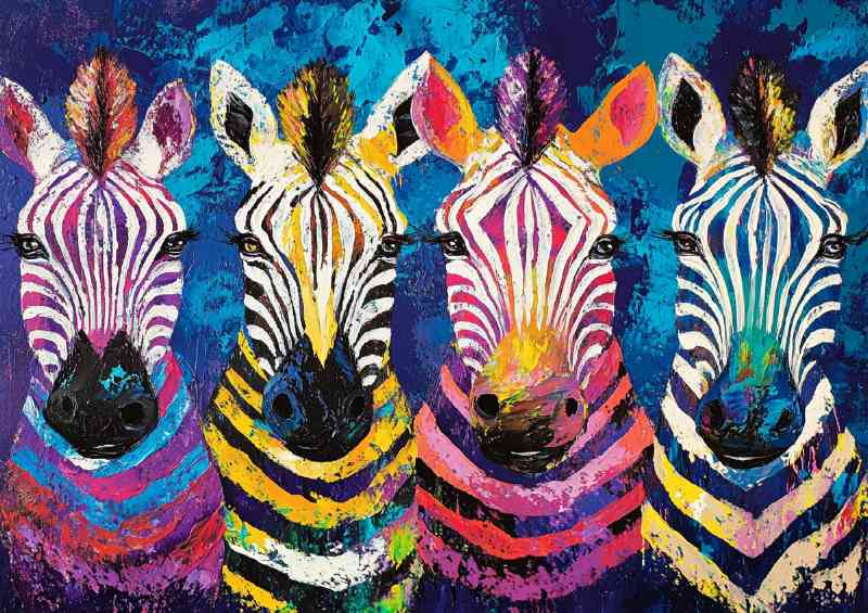 Zebras in whimsical colours