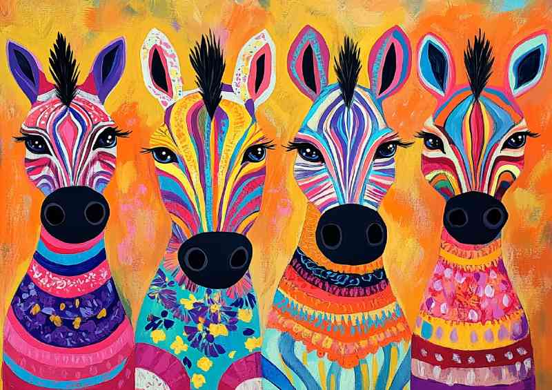 Zebras ink art family