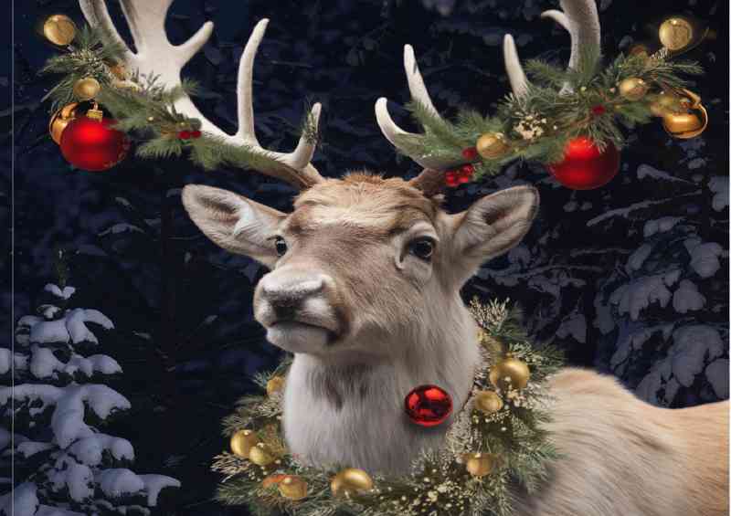 Majestic reindeer with holiday christmas cheer | Metal Poster