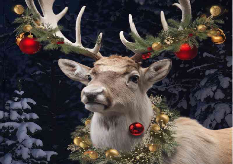 Majestic reindeer with holiday christmas cheer