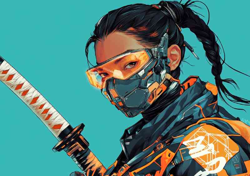 Cyberpunk samurai Her world | Metal Poster