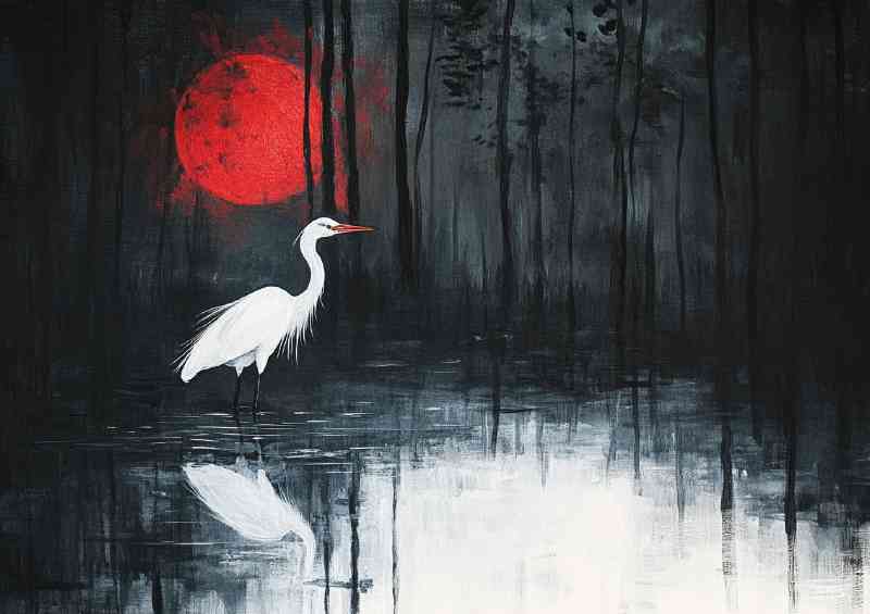 Abstract Heron standing on the edge of the water