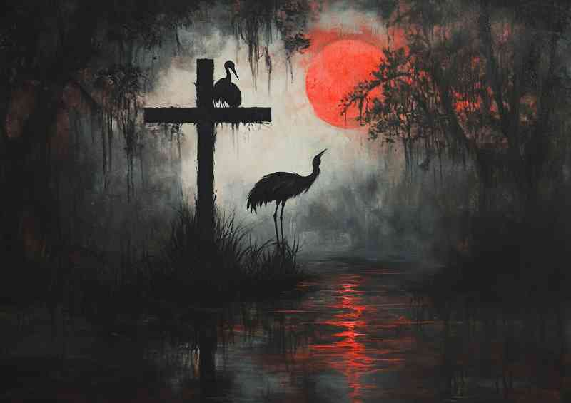 The Crane in the misty fog