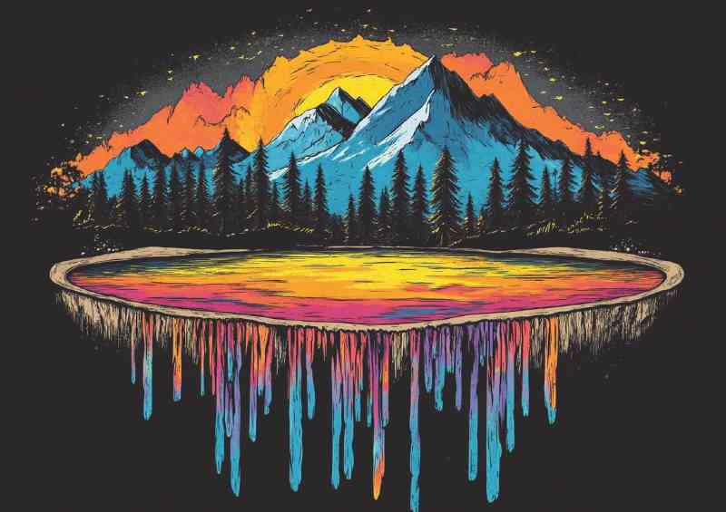 Dripping painted mountains pop art