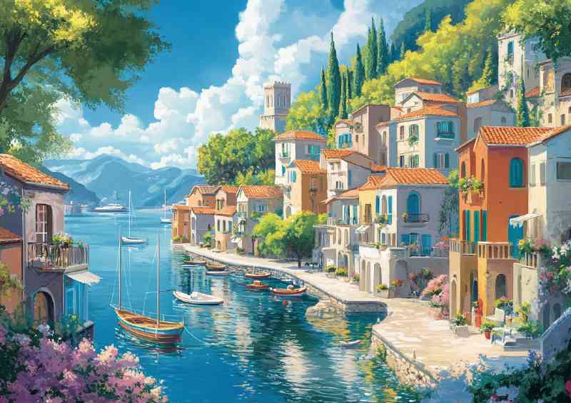 Mediterranean coastal village port