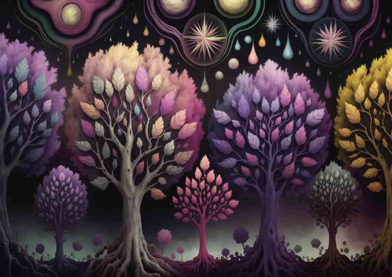 Dreamy image of a series of trees abstract style