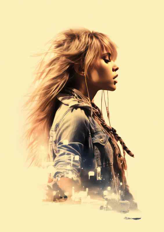 Miley Cyrus double exposure style art