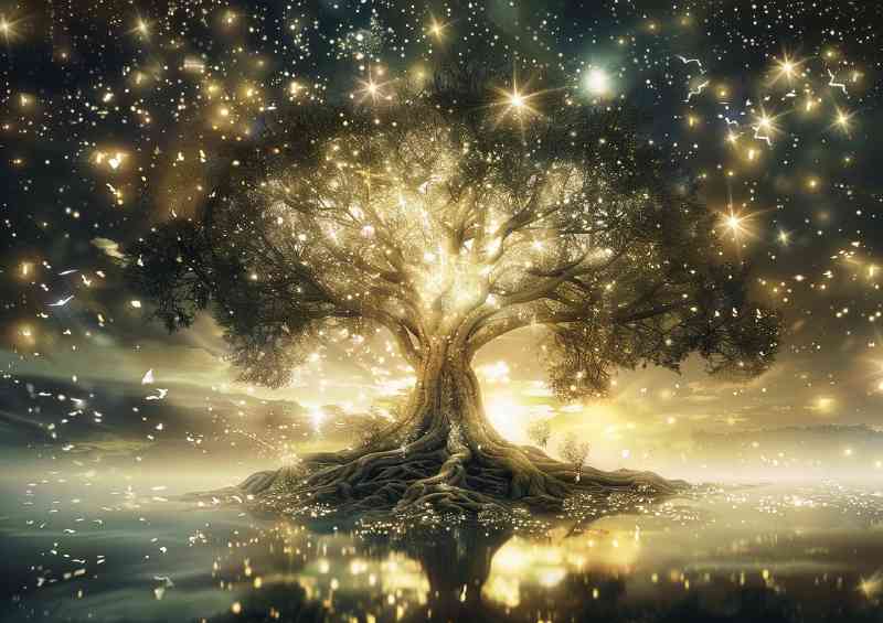 Tree of life with glowing leaves