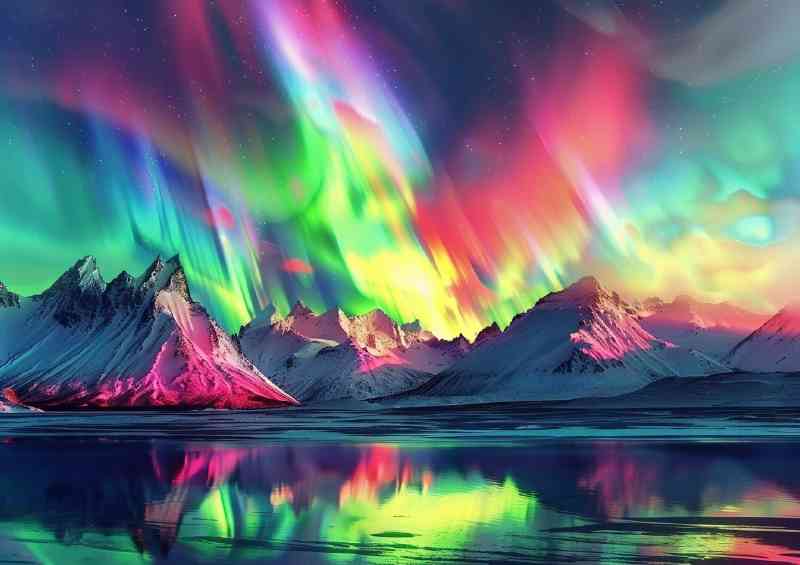 The Northern Lights over the mountains