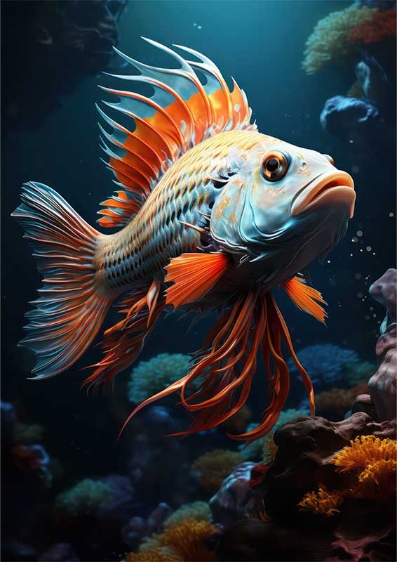 Amazing Fish With Fins Swimming In The Ocean