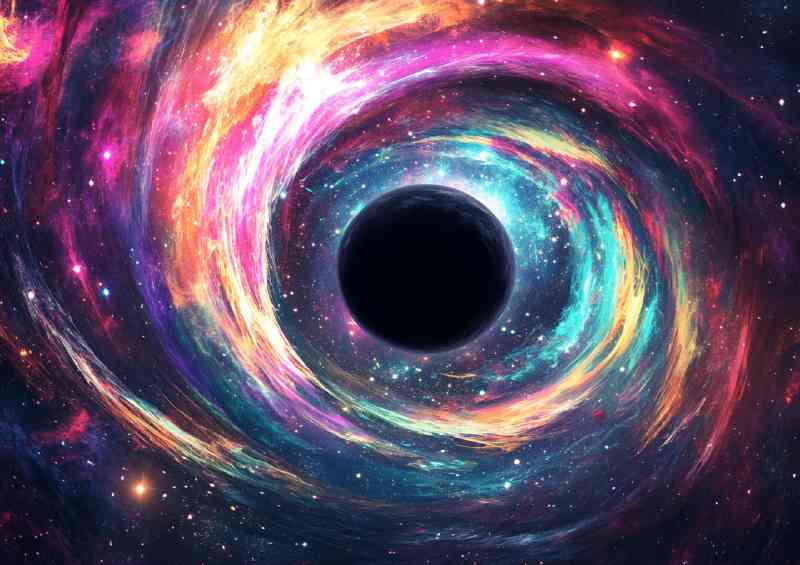 The black hole with coloured swirls