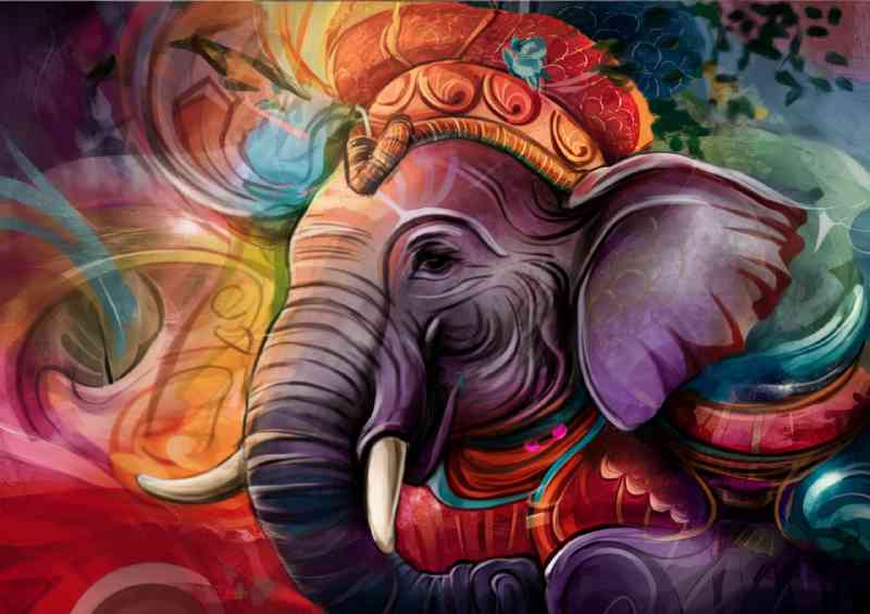 Fusion of traditional and abstract elements elephant