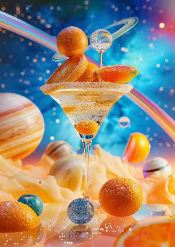 Astroid cocktail made from oranges | Metal Poster