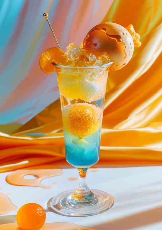 Blue and orange space cocktail | Metal Poster