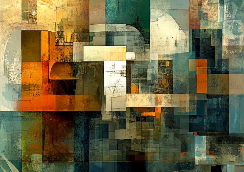 Abstract digital art of fragmented cubes