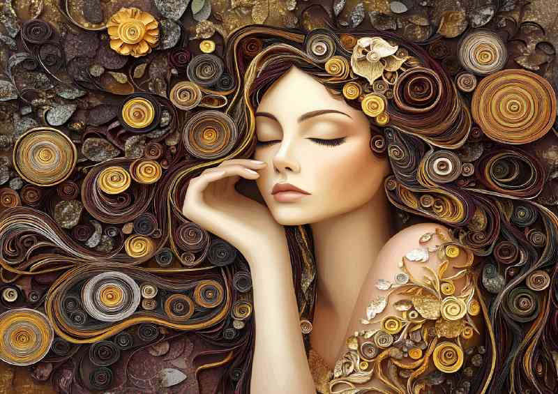 Woman in gold the style of paper art