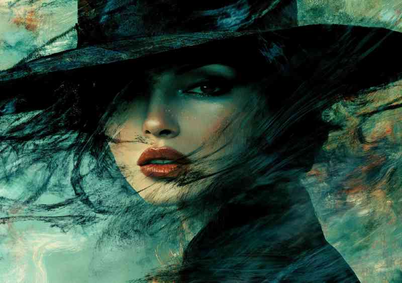 Woman in the style of an oil painting dark